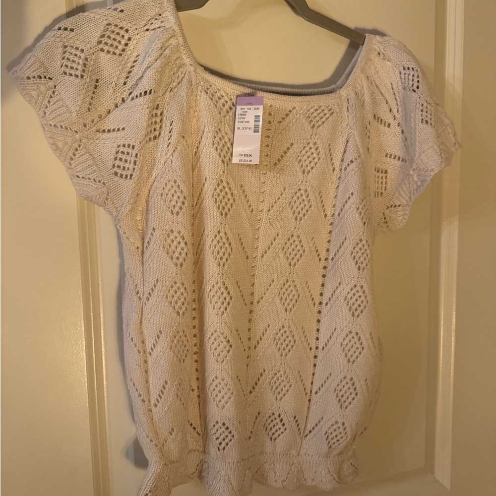 Evsie Cream Knit Girl's Top